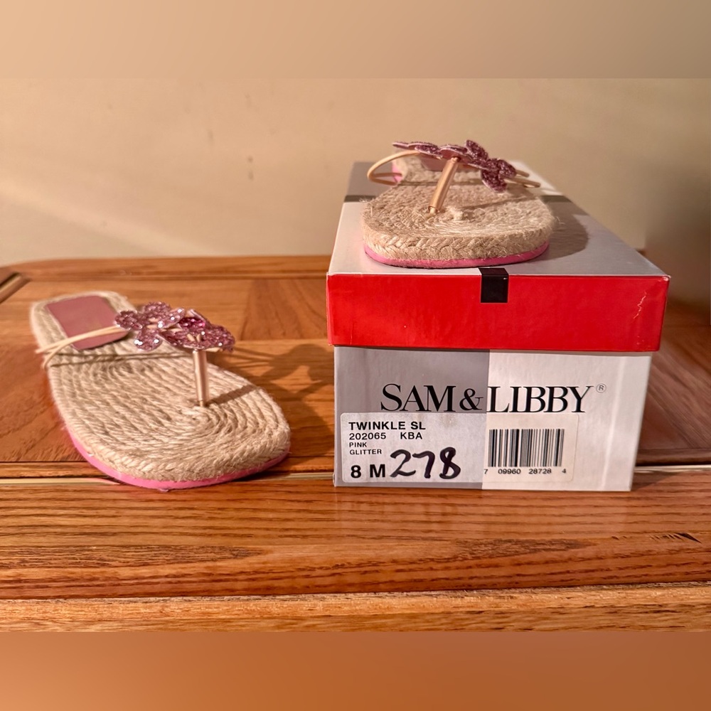 Sam & Libby Pink Glitter Espadrille Slides